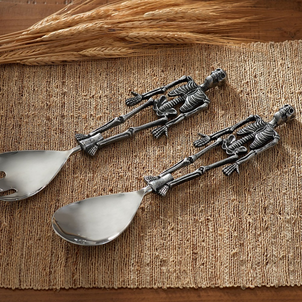 Pottery Barn Spooky Silver Metal Boxed Serving Set 💀